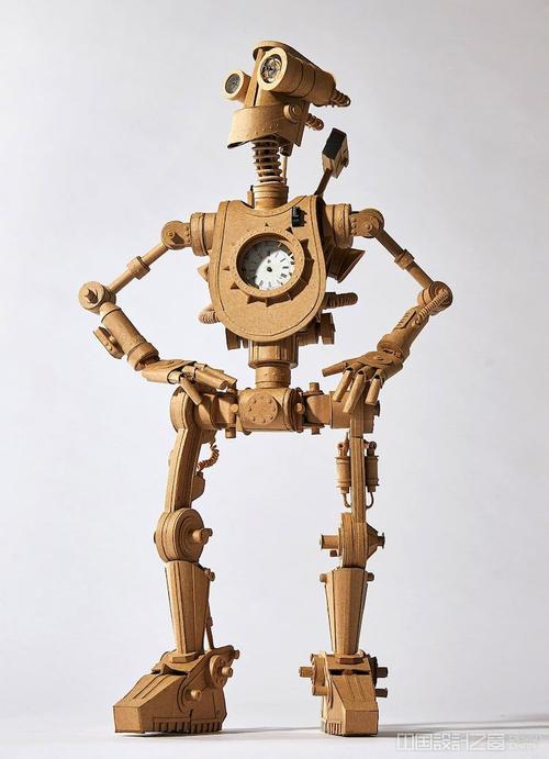 艺术家手工做的纸板机器人,活灵活现,能和电动玩具媲美